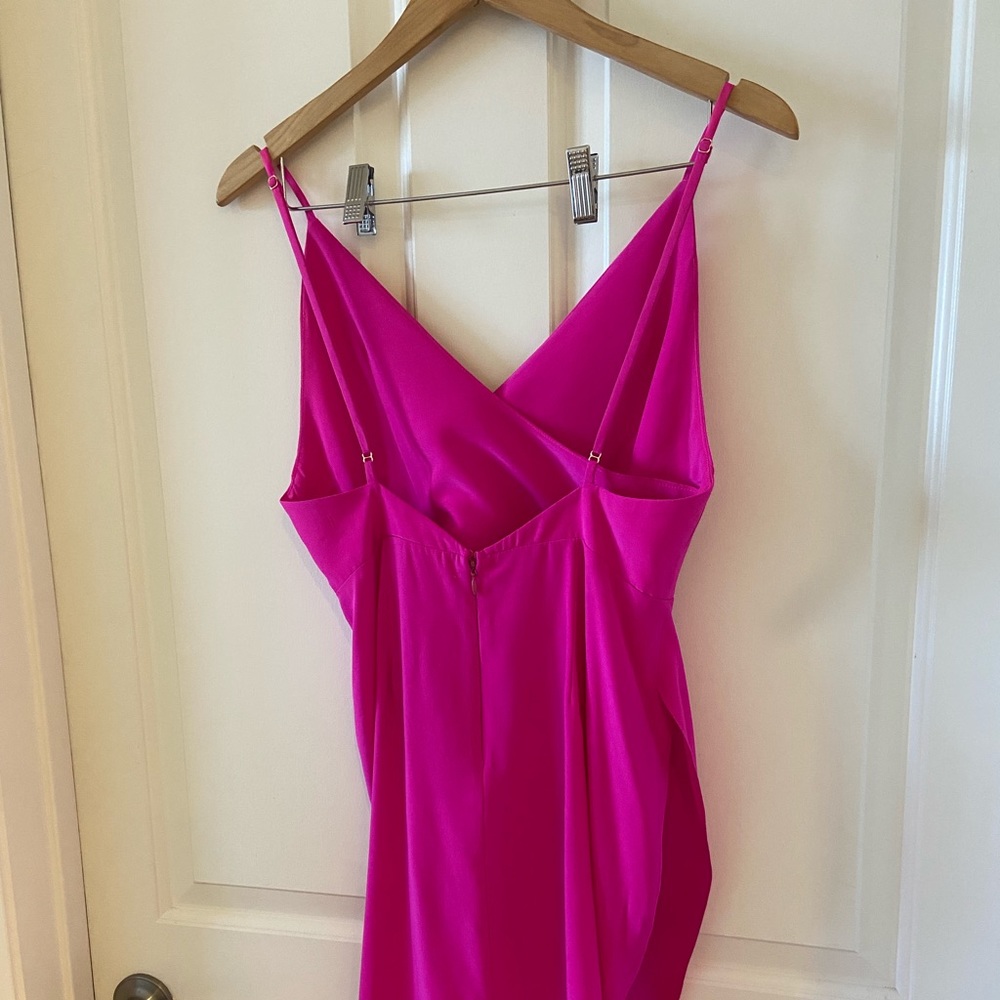 Amanda Uprichard X REVOLVE  Mini Dress Bright Hot Pink Medium 100% Silk - Picture 6 of 8